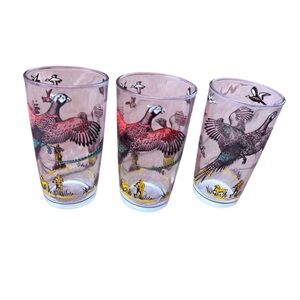 Hazel Atlas Pheasant 10oz Hunting Glasses Vintage Lot Of Four